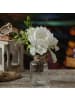 MARELIDA Kunstblumenstrauß Pfingstrose und Hortensie in Mini Glasvase in weiß