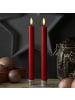 Adilina 2x LED Stabkerzen LINA Rustik-Optik Echtwachs H: 24cm in rot