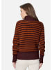 MADELEINE Softer Schurwoll-Pullover mit stylischen Streifen in mattorange / dunkelrot
