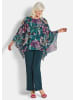 GOLDNER Kurzgröße:  Elegantes Blusenshirt, florales Design in smaragd / gemustert