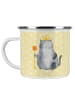 Mr. & Mrs. Panda Camping Emaille Tasse Katze König ohne Spruch in Gelb Pastell