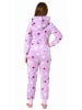 NORMANN Jumpsuit Overall Schlafanzug Pyjama langarm Herz - 70278 in flieder