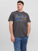 Jack & Jones 2-er Set Logo T-Shirt Kurzarm Shirt Übergröße JJELOGO in Grau-Schwarz