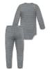Normani Outdoor Sports Baby Merino Langarm Wickelbody und Hose in Grau gestreift