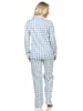 NORMANN Pyjama Jersey zum durchknöpfen Karo - 61818 in hellblau