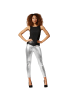tectake Lange Leggings in glänzendem Metallic-Look, silber