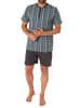 NORMANN Pyjama Shorty Schlafanzug kurzarm Knopfleiste am Hals - 72202 in blau