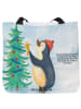 Mr. & Mrs. Panda Shopper Pinguin Weihnachtsbaum Design mit Spruch in Weiß