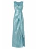 Adrianna Papell Langes Abendkleid Metallic Crinkle Mesh Gown in blue