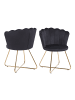 SalesFever Polsterstuhl 2er-Set im Muschel‑Design Samt mit goldfarbenem Gestell in Schwarz