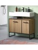 Inn.Furn Waschbeckenunterschrank Eiche Artisan, schwarz 80 cm mit Soft-Close