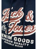 Jack & Jones Sweatshirt / Hoodie Logo in Dunkelblau / hellgrau