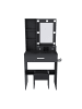 ABRIHOME Schminktisch in Schwarz 60x38x131,5 cm mit LED Spiegel Steckdose Hocker