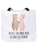 Mr. & Mrs. Panda Tote Bag Bär und Hase Umarmen mit Spruch in Weiß