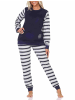 NORMANN geringelte Frottee Schlafanzug langarm Pyjama Eiskristall - 88027 in navy