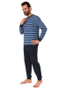 NORMANN Frottee Pyjama Schlafanzug Bündchen - 67692 in blau