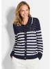 GOLDNER Strickjacke Polopullover mit Lochmuster in marine / weiß / gemustert