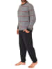 NORMANN Langarm Schlafanzug Bündchen Streifen - 77873 in dunkelgrau