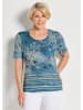GOLDNER Kurzgröße:  Druckshirt mit floralem Muster in blau / gemustert