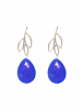 Gemshine Ohrringe Lapis Lazuli Tropfen und Blätter in silver coloured