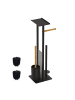 relaxdays WC Garnitur in Schwarz/ Natur - (B)21 x (H)65 x (T)18 cm