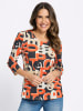 Sieh an! 3/4-Arm-Shirt in orange-schwarz-bedruckt