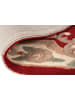 KADIMA DESIGN Traditioneller Wollteppich mit handgeschnitzten Details in Rot-Beige
