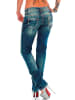 Cipo & Baxx Damen Slim Fit Hose Stonewashed in Blue