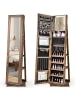 COSTWAY 360° drehbarer Schmuckschrank in Braun