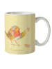 Mr. & Mrs. Panda Tasse Rotkehlchen Federn ohne Spruch in Gelb Pastell