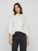 Vila Lockere Crepe Design Hemd Bluse mit weiten Ärmeln in Weiß