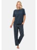 Schiesser Schlafanzug Cotton in Blau gestreift / Dunkelblau