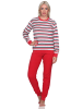 NORMANN Frottee Schlafanzug langarm Bündchen Streifen - 82804 in rot