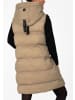Timezone Puffer-Weste lang Kapuze wasserabweisend ultraleicht in Beige