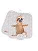 Mr. & Mrs. Panda Topflappen Faultier Yoga ohne Spruch in Grau Pastell