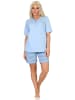 NORMANN kurzarm Schlafanzug Shorty Pyjama Ethnolook in blau