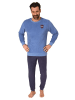 NORMANN langarm Frottee Pyjama Rundhalsschnitt & Bündchen - 82454 in blau