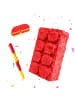 relaxdays 3-tlg. Pinata Set "Baustein" in Rot/ Gelb