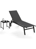 COSTWAY Sonnenliege mit Rollen und Beistelltisch in Grau