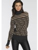 Melrose Rollkragenpullover in schwarz-camel-gestreift