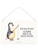 Mr. & Mrs. Panda Holzschild Pinguin Angler mit Spruch in Transparent