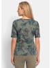 GOLDNER Sommershirt aus pflegeleichtem Viskose-Jersey in khaki / petrol / gemustert