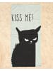 Juniqe Strandtuch "Kiss Me Cat" in Grau & Schwarz