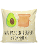 Mr. & Mrs. Panda Kissen Avocado Toast mit Spruch in Gelb Pastell