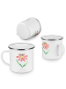 Mr. & Mrs. Panda Camping Emaille Tasse Hummel Blume ohne Spruch in Weiß