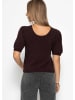 SASSYCLASSY Strickoberteil mit Puffärmeln in Dunkelbraun