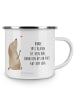 Mr. & Mrs. Panda Camping Emaille Tasse Hund Liebe mit Spruch in Weiß