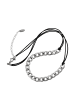 faina Women Cord Necklace With Curb Chain in Black Silver
