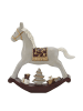 Chic Antique Deko SCHAUKELPFERD NOEL Hellgrau Geschenke und Tannenbaum 18x18 cm