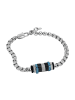 Tom Tailor Armband Edelstahl, IP Schwarz+Blau, Kautschuk in Blau